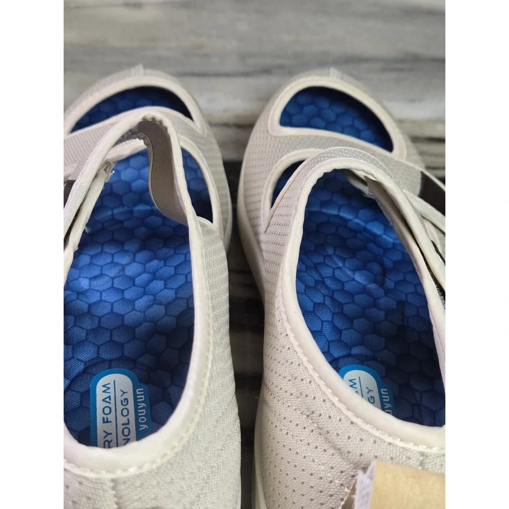 Youyun Beige Diabetic Walking‎ Shoes Memory Foam Air Cushion Straps  Womens 8.5